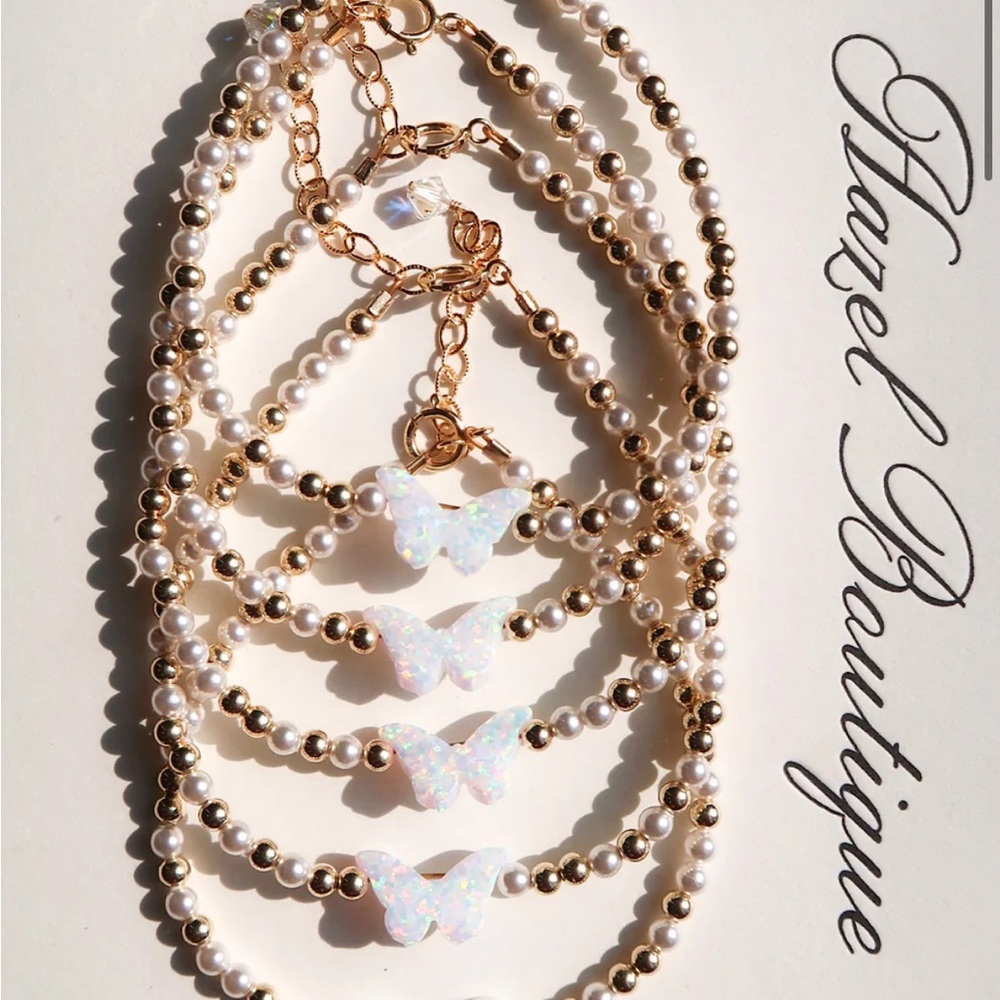 Gold & Pearls butterfly bracelet Hazel Boutique